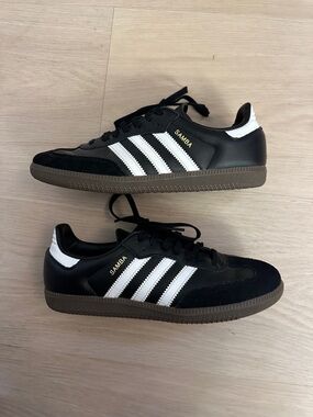 adidas Black & White Samba Sneakers with Brown Gum Sole